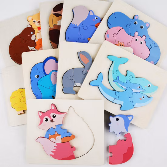 Planche de Puzzle Animal, blocs de construction en bois, Puzzle 3D