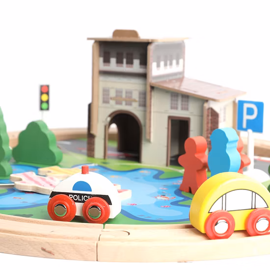 Ensemble de chemin de fer en bois de voie de Train en bois de 39 pièces pour la voie de Train en bois d'enfants en bas âge