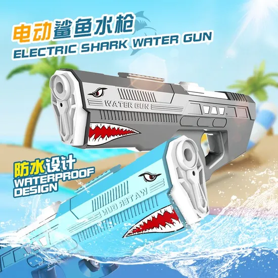 Pistolet à eau électrique requin pour enfants et adultes, pistolet à eau automatique, batterie Super Soaker, étanche, jouets de tir à l'eau puissants